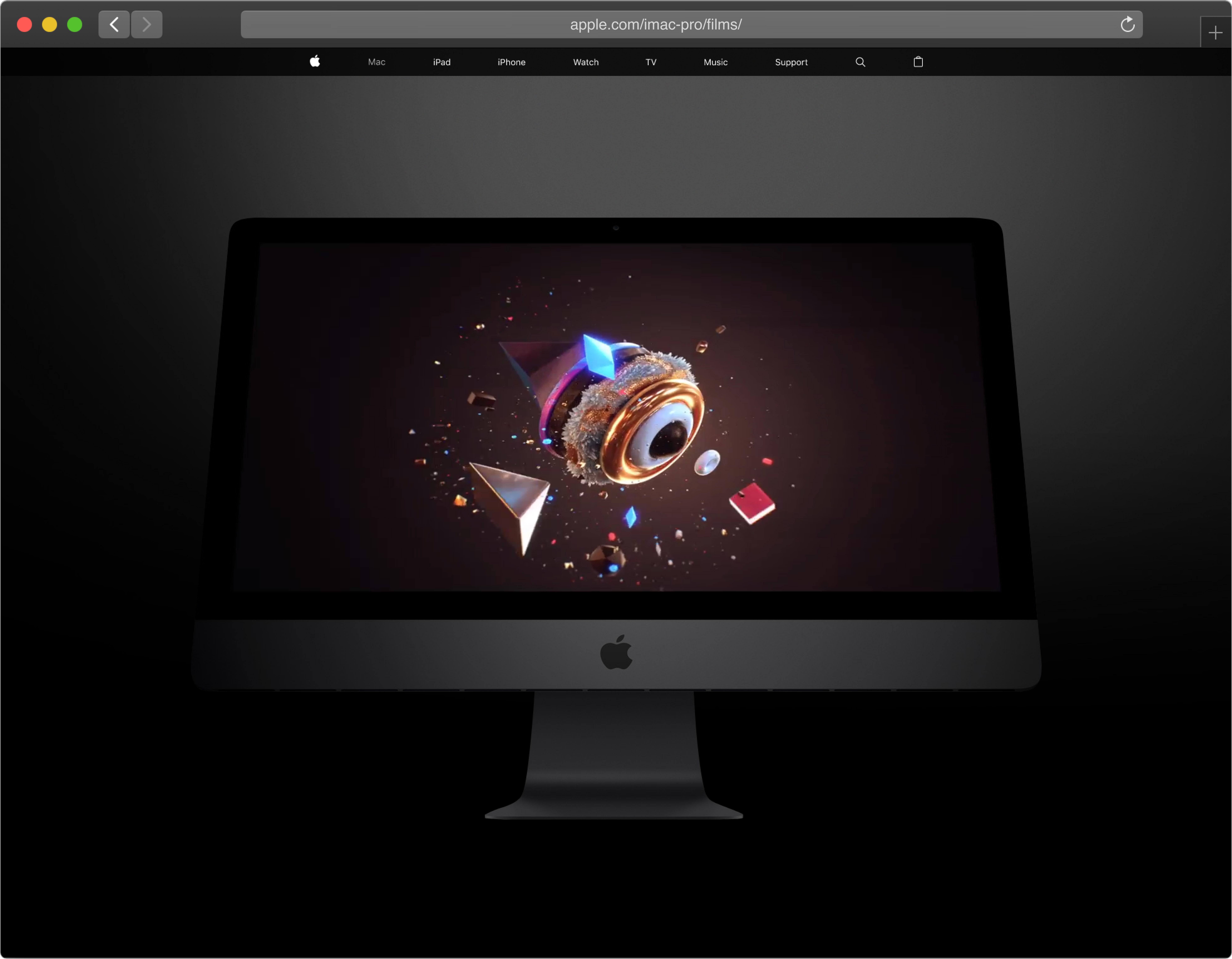 A screenshot of the film displayed on an iMac on apple.com